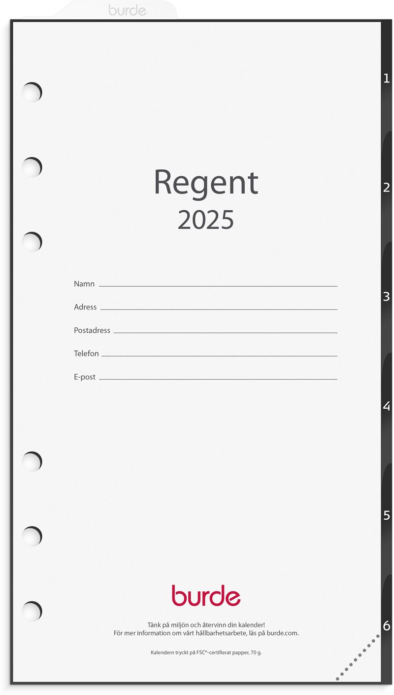 Kalender 2025 Regent grundsats